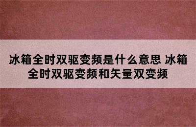 冰箱全时双驱变频是什么意思 冰箱全时双驱变频和矢量双变频